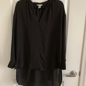 H&M High-Low Long Sleeve Black Top Size 14